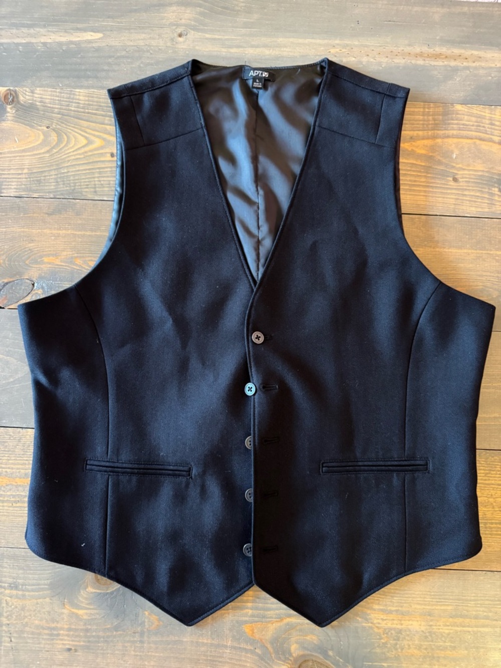 Apt. 9 Men’s Black Suit Vest Waistcoat Size Large Adjustable Back Formal Classic